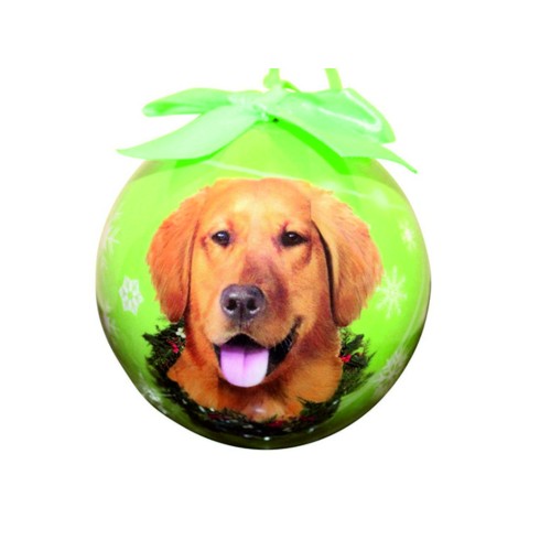 Pallina per albero di natale con decorazione cane razza golden retriever