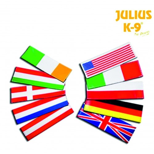 Coppia etichette bandiera nazioni pettorina cane  Julius K9